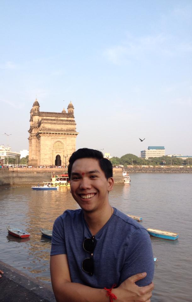 Posing with the Gateway of India behind me.